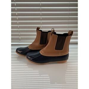 NEW Ladies Lands End Chelsea Blue Hazelnut Insulated Pull on Duck boot 9.5